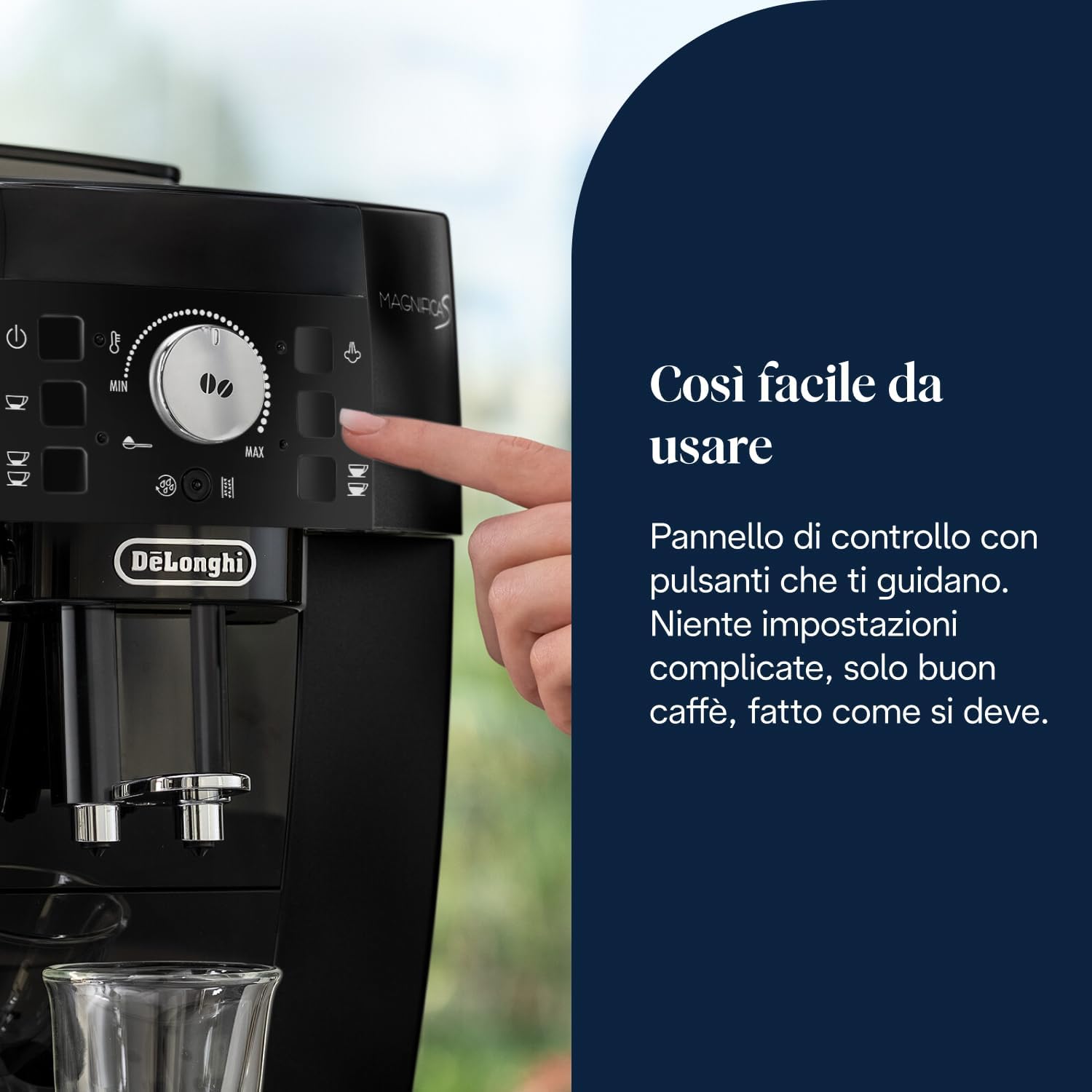 De'Longhi Perfetto Magnifica S ECAM11.112.B Macchina da caffè automatica per espresso e cappuccino, in chicchi o in polvere, con pulsanti di selezione diretta e spegnimento automatico, nera