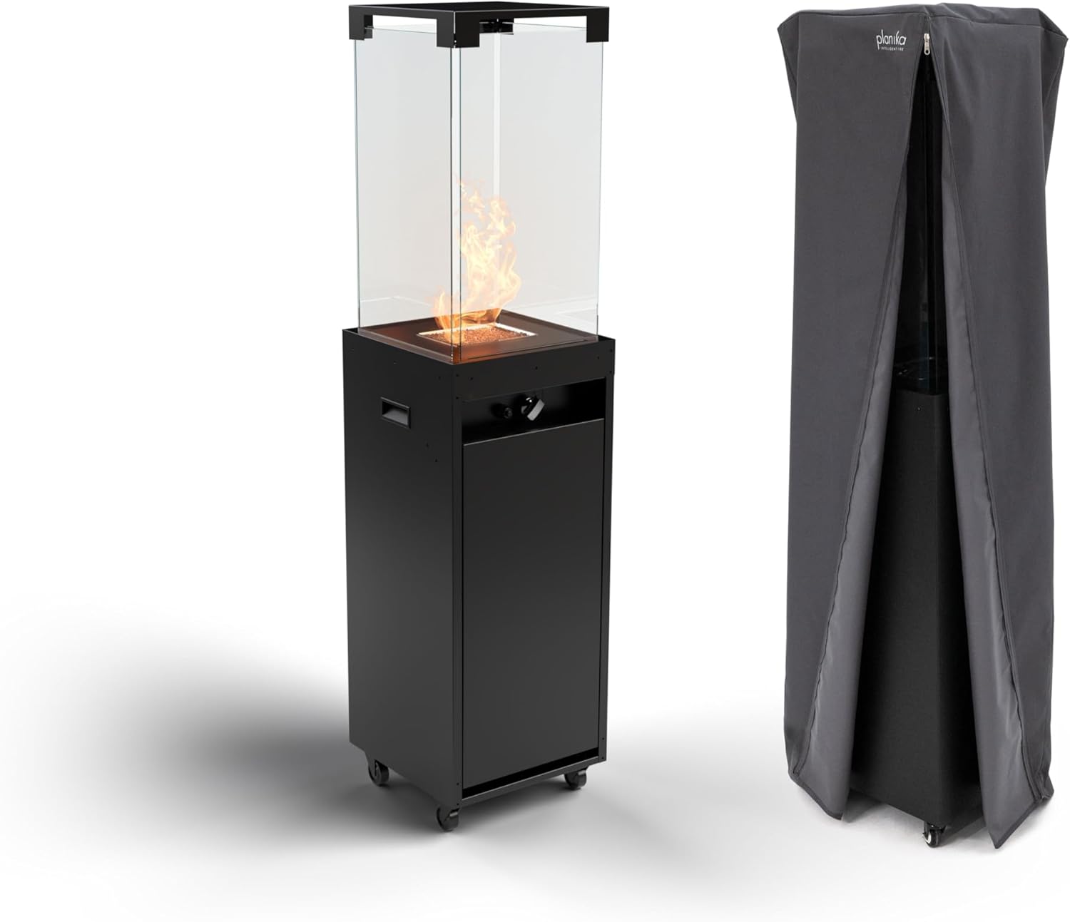 Planika Faro Patio Gas Heater Black Portable Standalone Decorative Propane Heater for Your Garden and Patio