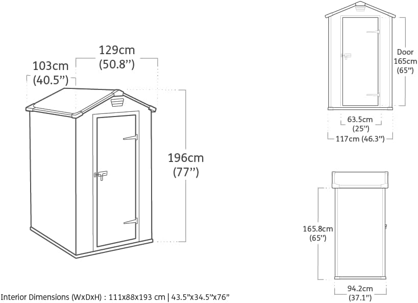 Keter Casetta Manor 4X3 Grigia In Resina Cm 128X94X196 H