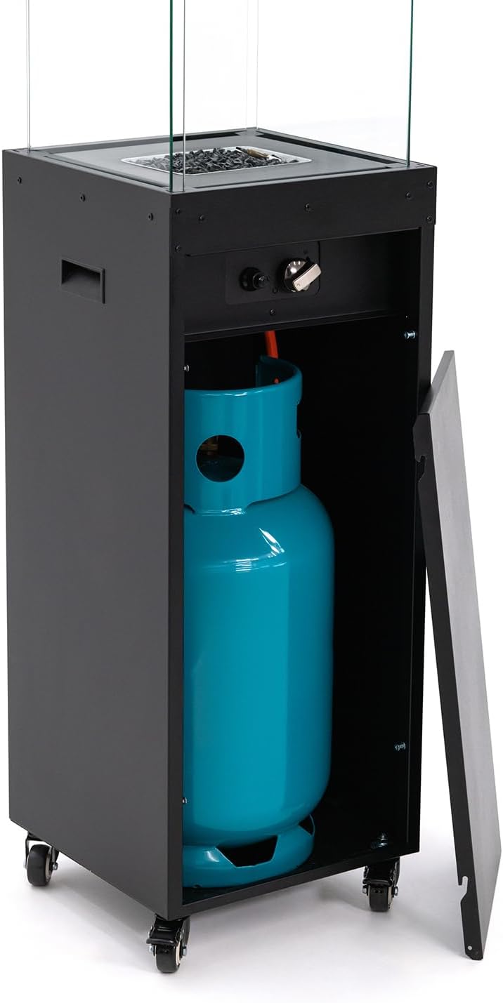 Planika Faro Patio Gas Heater Black Portable Standalone Decorative Propane Heater for Your Garden and Patio