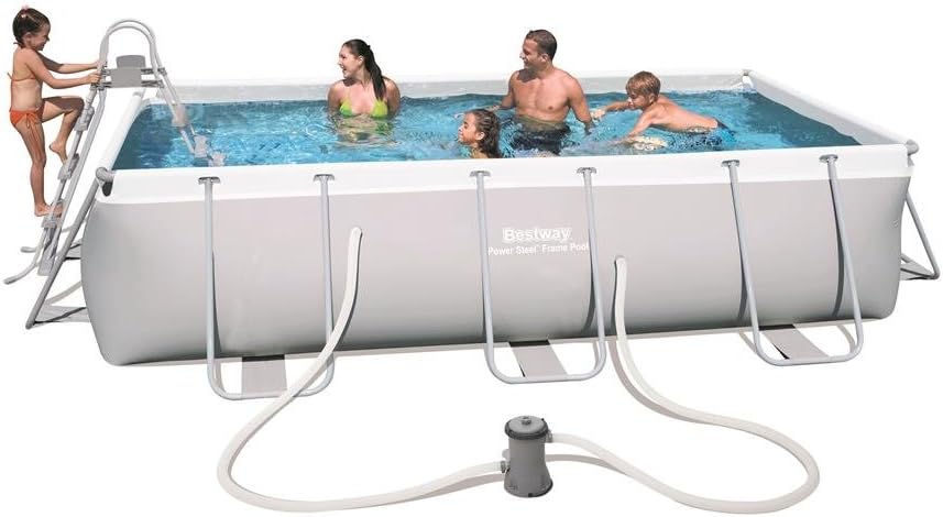 Bestway 56441 Piscina Power Steel Frame Rettangolare, 404x201x100 cm