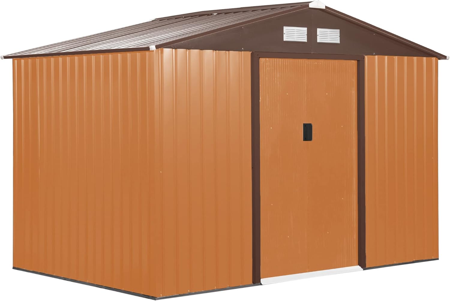 Outsunny 4.9 m² Garden Shed with Foundation, 4 Air Vents and 2 Sliding Doors, Tool Shed in Sheet Steel, 277 x 195 x 192 cm, Dark Green