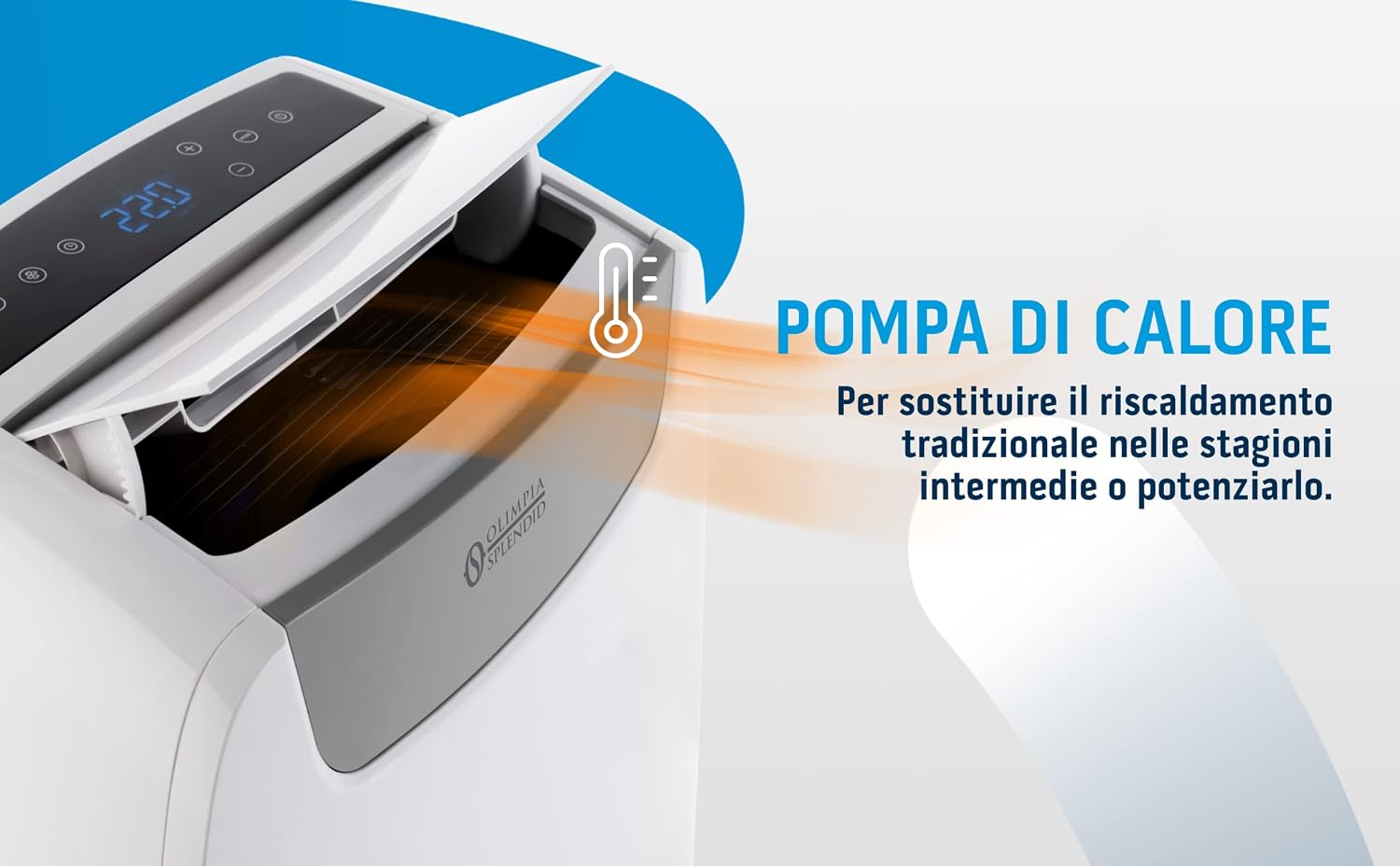 Olimpia Splendid, Dolceclima 14 HP Wifi, Climatizzatore portatile 14.000 BTU/h, classe A, potenza 3,5 kW, funzioni di raffreddamento, deumidificazione e ventilazione, Wifi integrato